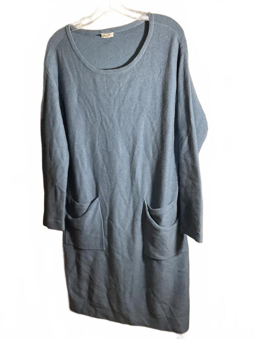 J Jill Pure JillCozy Cashmere / Cotton Blend Blue Sweater Dress/Pockets Small